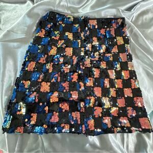 Checkered Mini Skirt Disco ball Mermaid Sequin Mini Skirt Stretch